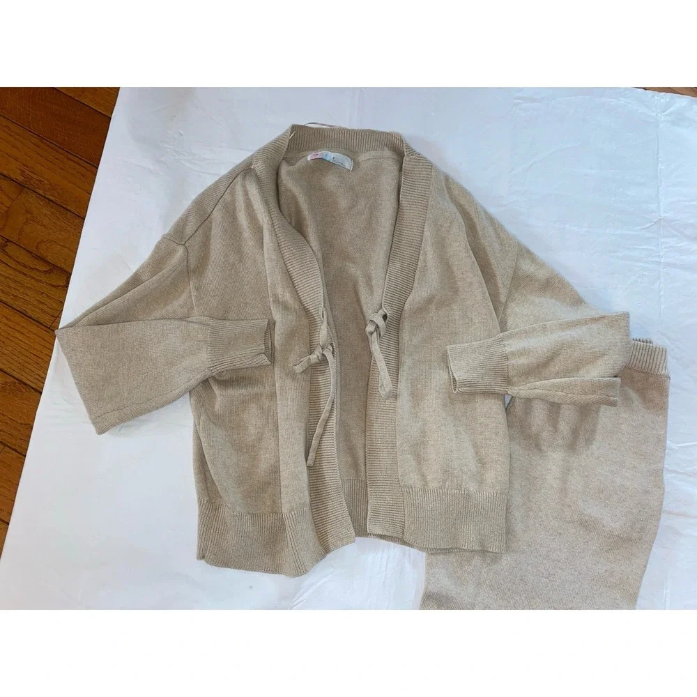 Free People Beach Solar Sweater 2 Piece Set Beige Pants And Top Small Medium